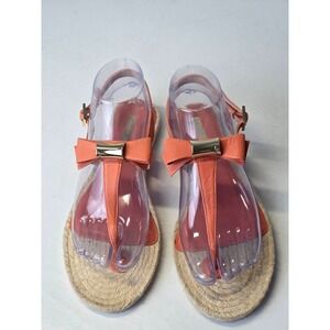 Louise Et Cie Women's Sandals  Size 8 M Coral Leather Thong Flat With Bow 227569
